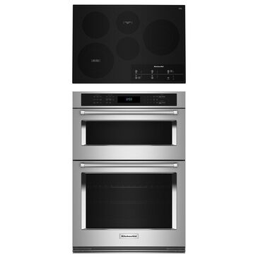 KitchenAid 2-Piece Kitchen Package with 30" Built-In Combination Microwave Wall Oven and Electric Cooktop in Stainless Steel, , large