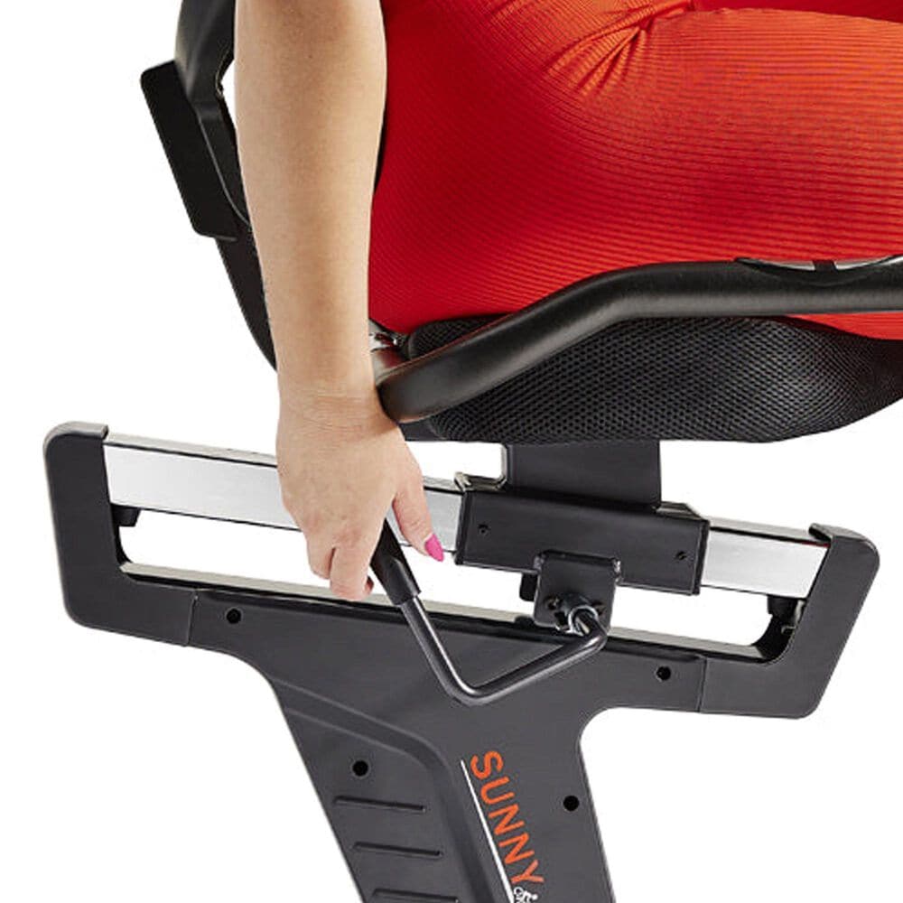 Sunny Health &amp; Fitness Smart Programmable 16 Levels Electro-Magnetic Resistance Recumbent Exercise Bike in Black, , large