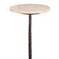 Home Trends & Design Detroit 10" Side Table with Hammered Base in Beige Travertine and Natural, , large