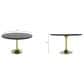 Leisuremod LeisureMod Verve Collection 48 Round Dining Table, Brushed Gold Base with Black MDF Top, , large