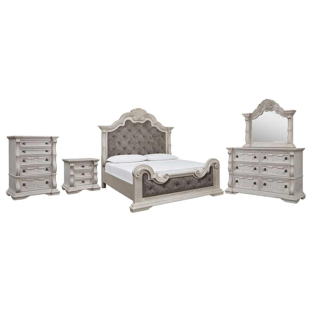 Millenium Bruchandi 5-Piece King Panel Bedroom Set in Antique White, , large