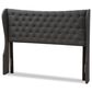 Baxton Studio Cadence King Wingback Headboard in Dark Grey, , large