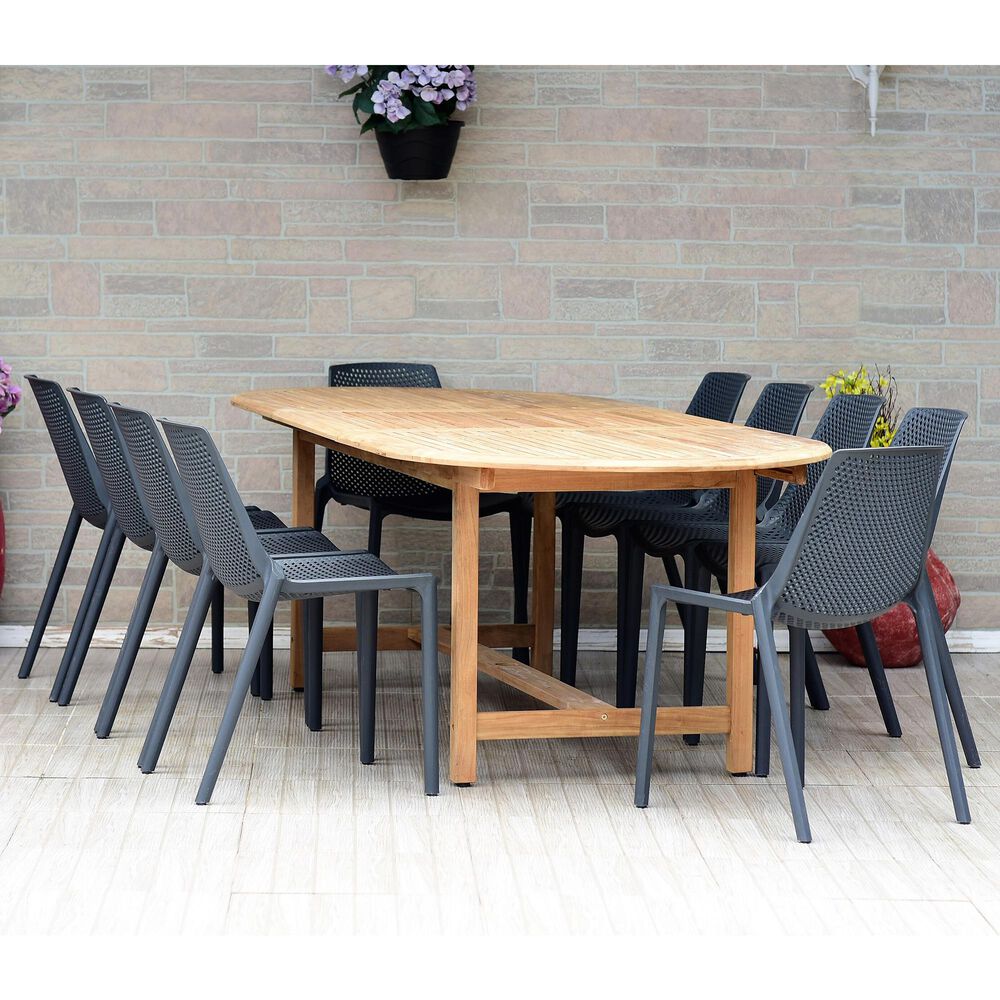 International Home Miami Amazonia 11-Piece Dining Set in Brown/Grey, , large