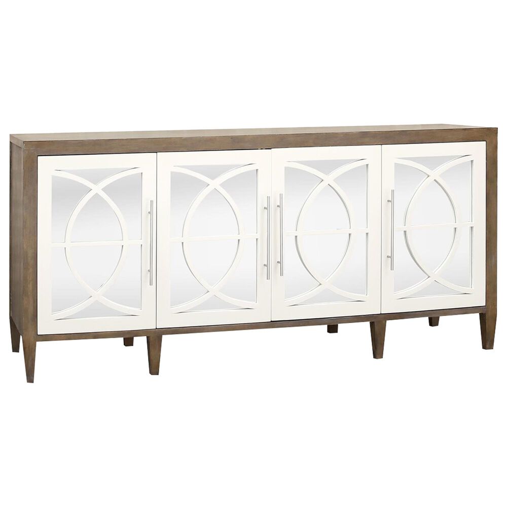 Stein World Zoran 4-Door Credenza in Weathered Mahogany and White, , large