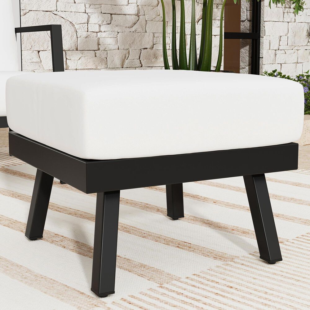 Linon Home Decor Holland Patio Ottoman with Black Frame in Natural, , large