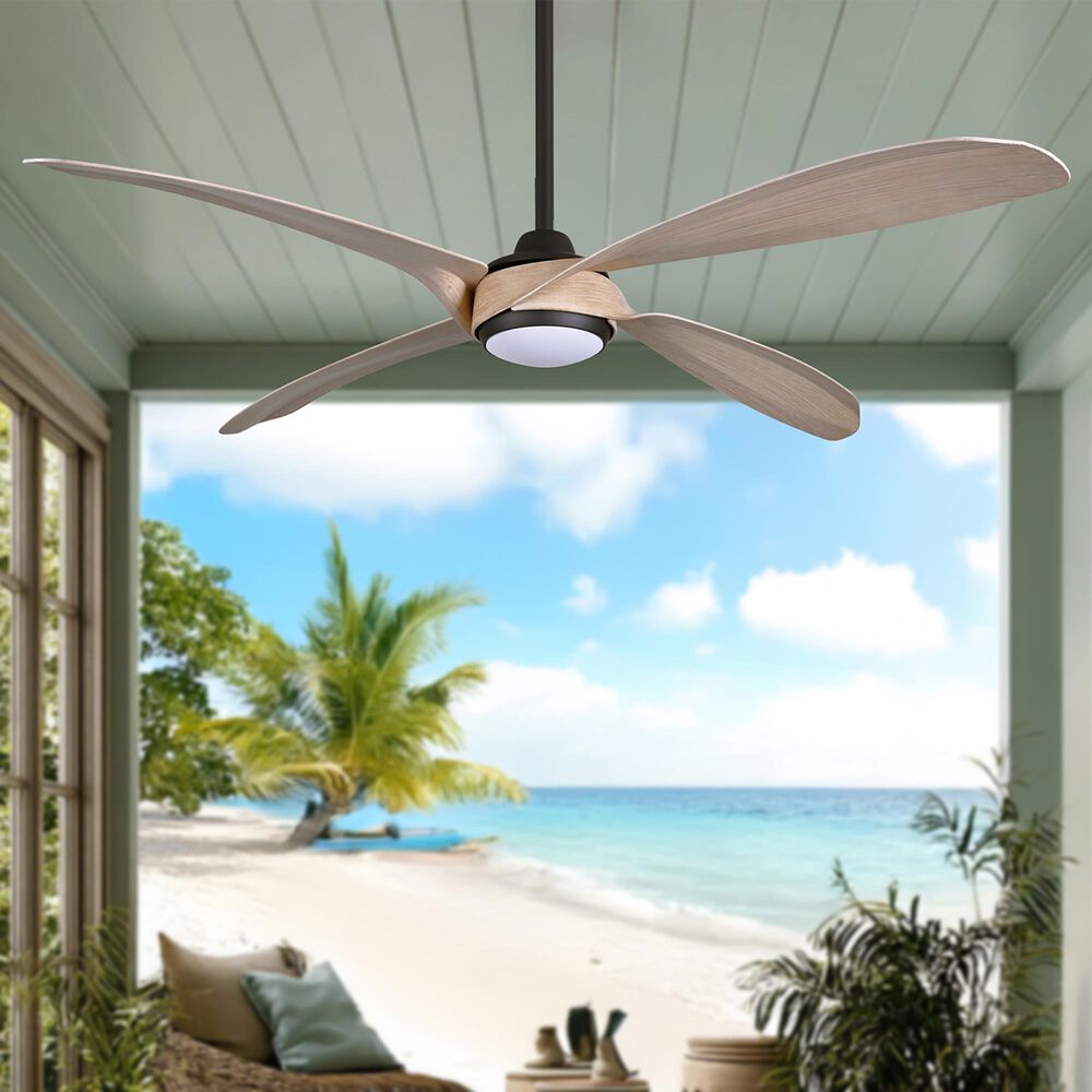 Minka-Aire Mortyn 60" Indoor/Outdoor Ceiling Fan with LED Light in Dark Bronze, , large