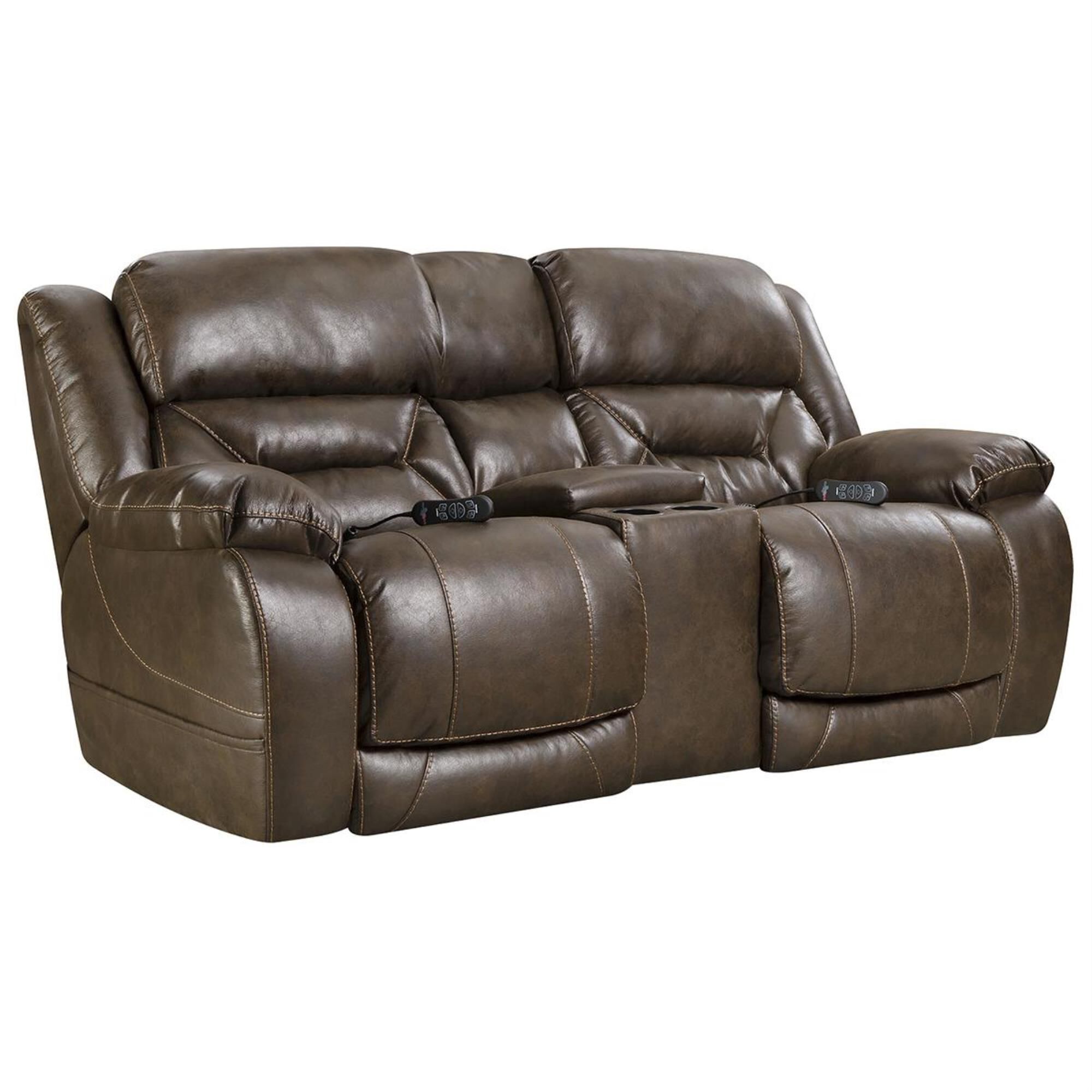 HomeStretch Power Reclining Loveseat with Headrest and Lumbar in