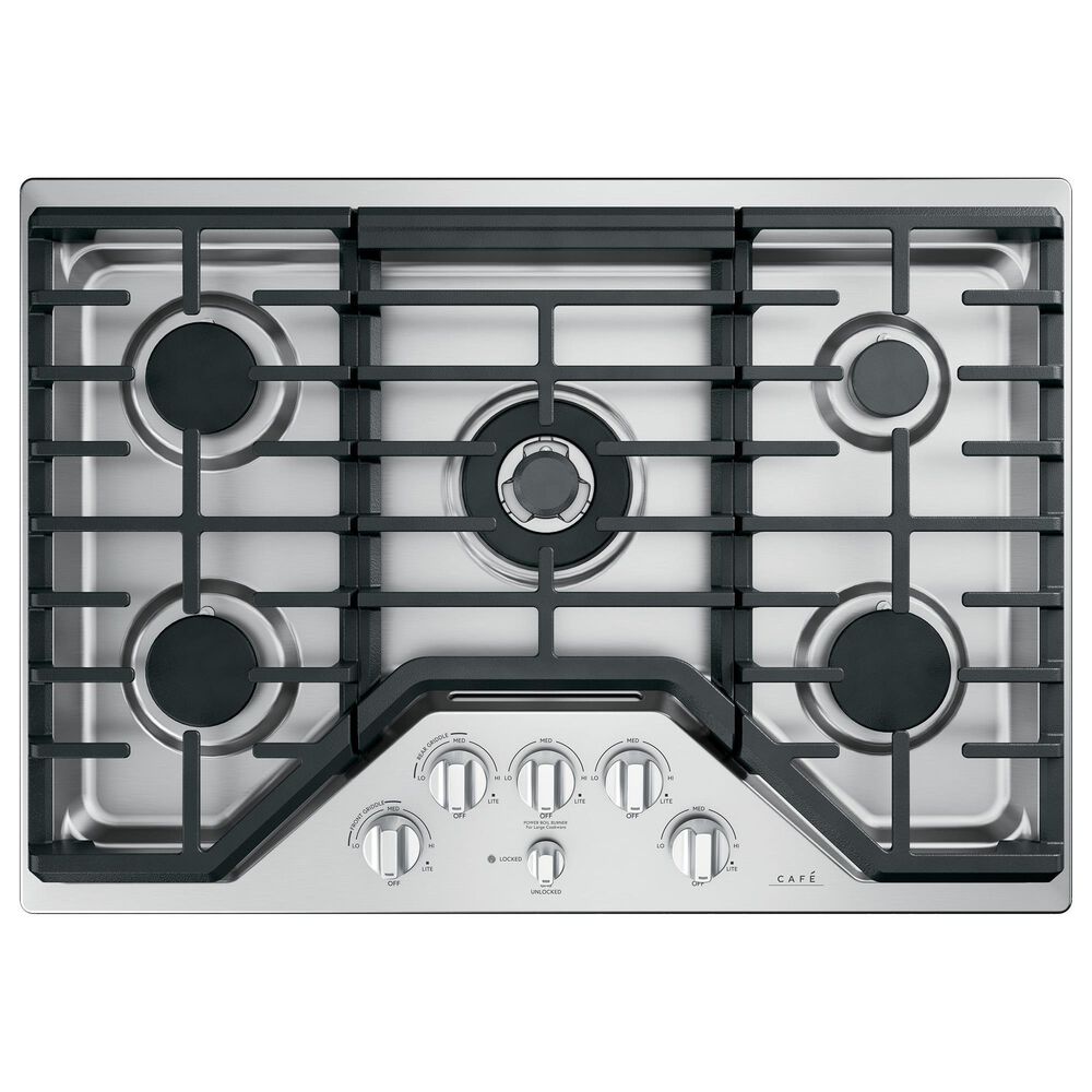 Cafe 2-Piece Kitchen Package with Matte White 30" Smart Built-In Convection Single Wall Oven and Stainless Steel 30" Gas Cooktop, , large