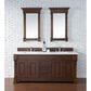 James Martin Vanities Brookfield 72" Double Bathroom Vanity in Warm Cherry with 3 cm White Zeus Quartz Top and Rectangular Sinks, , large
