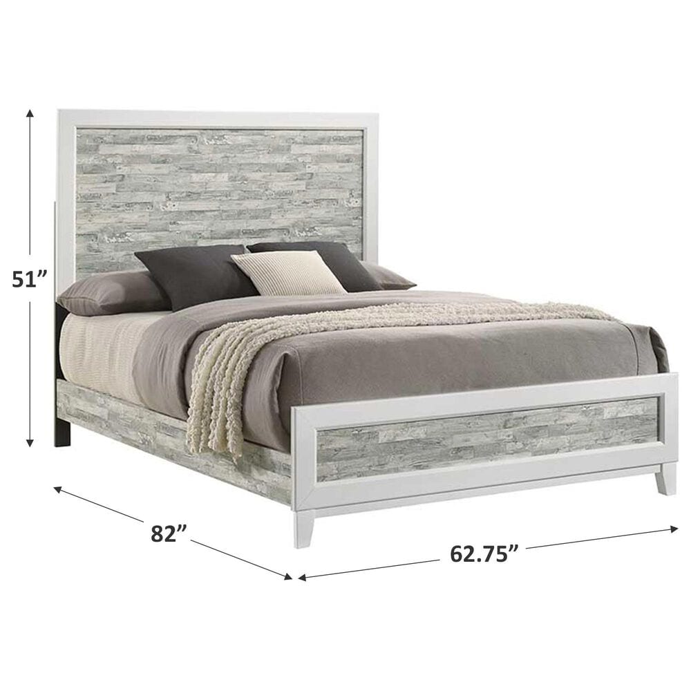 Everly Living Artic Queen Panel Bed in Gray and White, , large