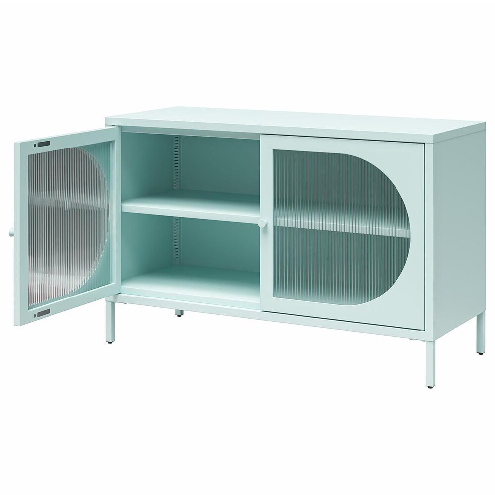 DHP Luna Wide 2-Door Accent Cabinet with Fluted Glass in Sky Blue, , large