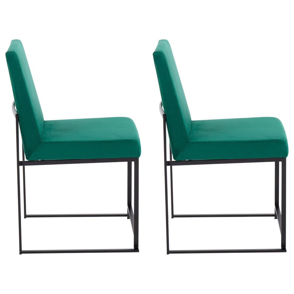 LumiSource Fuji Side Chair with Green Cushion in Black (Set of 2), , large
