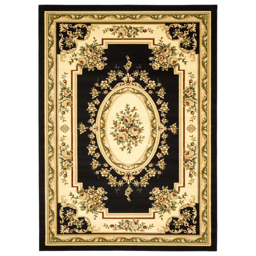 Safavieh Lyndhurst LNH218 8" x 11" Black and Ivory Area Rug, , large