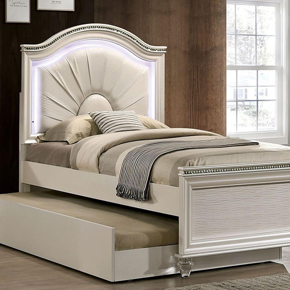 Furniture of America Allie 4-Piece Twin Bedroom Set in Pearl White, , large