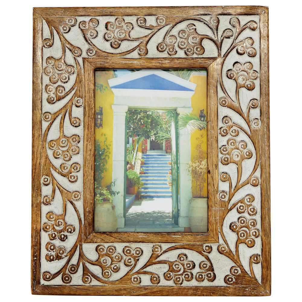 Maple and Jade Traditional Wood Photo Frame in Matte Brown and Whitewashed, , large