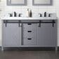 Lexora Home Marsyas 60" Double Bathroom Vanity in Dark Grey with White Carrara Marble Top and Rectangular Sinks, , large