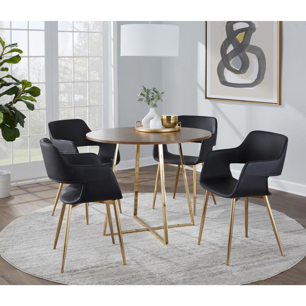 LumiSource Cosmo Contemporary Dining Table in Gold Metal and Walnut Wood by LumiSource, , large