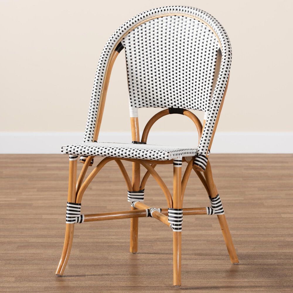 Baxton Studio Genica Side Chair in Black, White and Natural Brown, , large