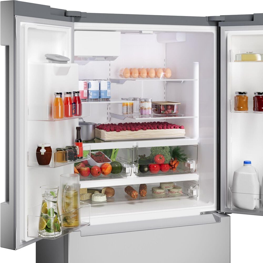 Bosch 100 Series 21.6 Cu. Ft. French Door Bottom Mount Refrigerator in Stainless Steel, , large