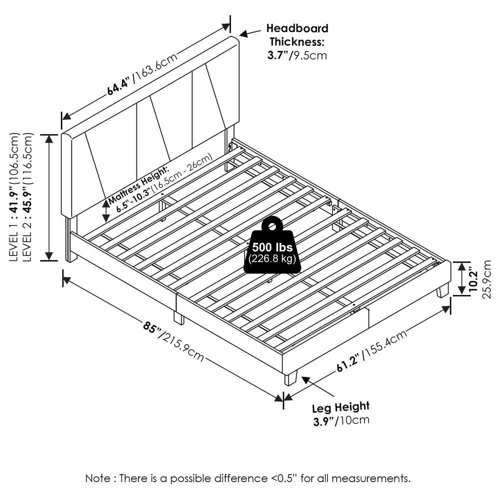 HOMLUX Lucy Queen Platform Bed Frame in Glacier, , large