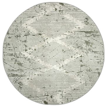 Radici USA Davide Geometric 5"3" Round Green Area Rug, , large