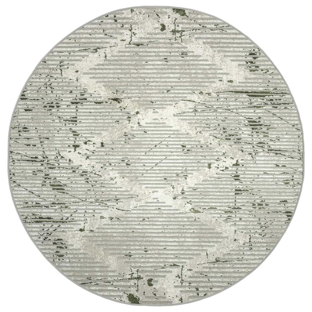 Radici USA Davide Geometric 5"3" Round Green Area Rug, , large
