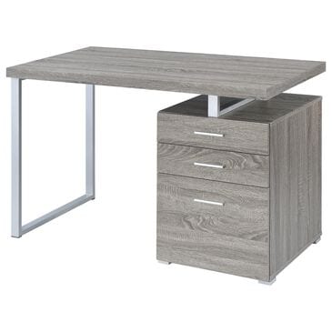 Pacific Landing Brennan 3-Drawer Office Desk in Weathered Grey and Silver, , large