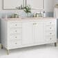 James Martin Vanities Chicago 60" Double Bathroom Vanity in Glossy White with 3 cm Eternal Marfil Quartz Top and Rectangular Sinks, , large