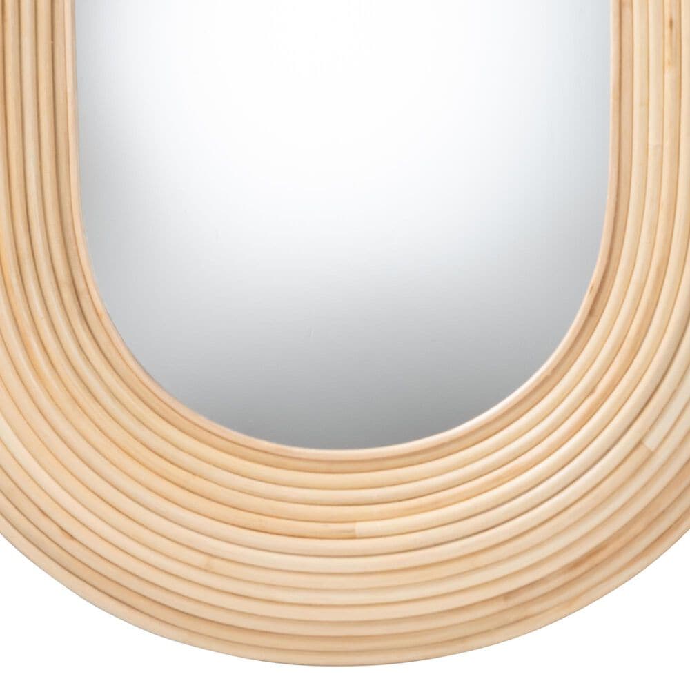 bali &amp; pari Drucilla Rattan Oval Accent Wall Mirror in Natural Brown, , large