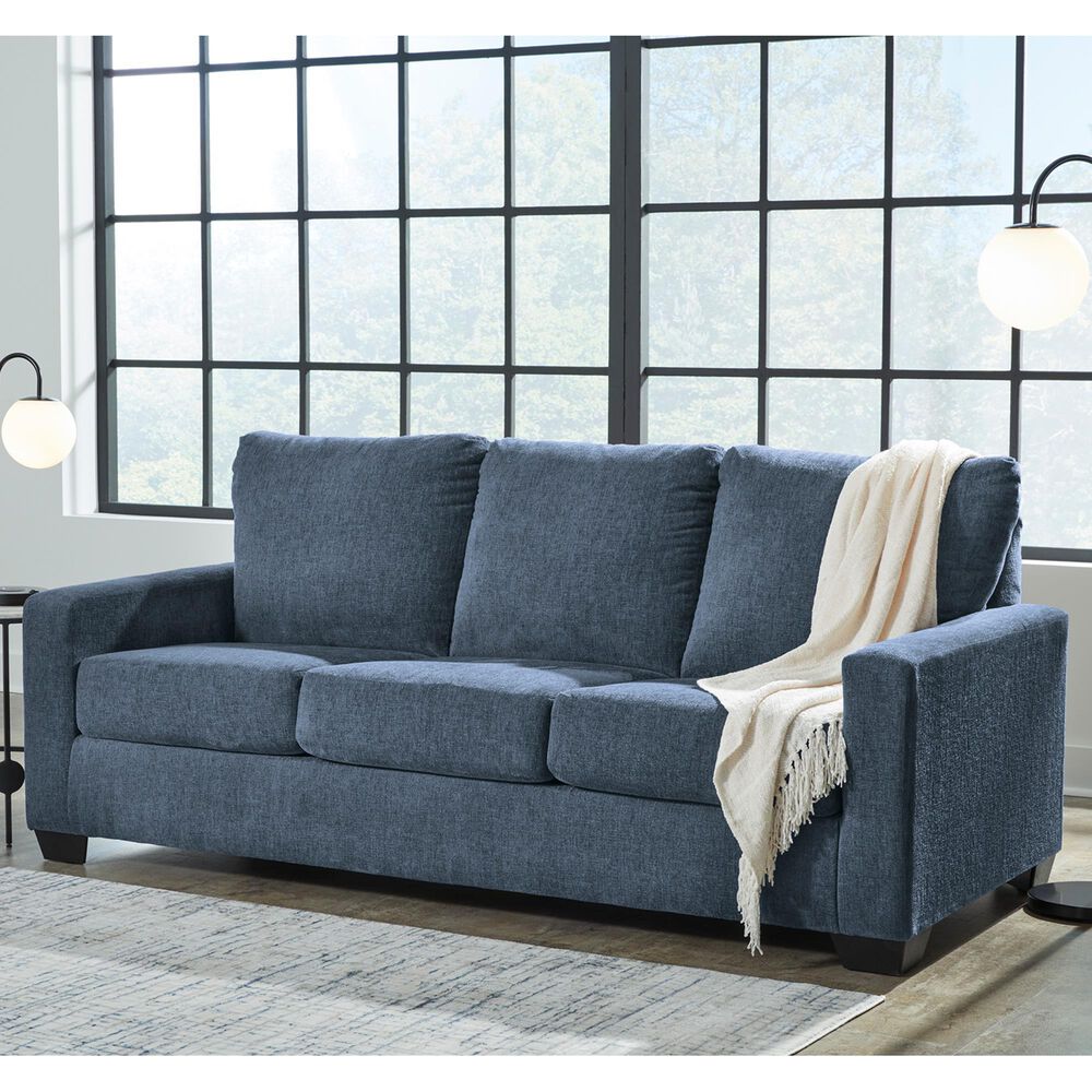 Ashley Rannis Stationary Queen Sofa Sleeper in Navy, , large