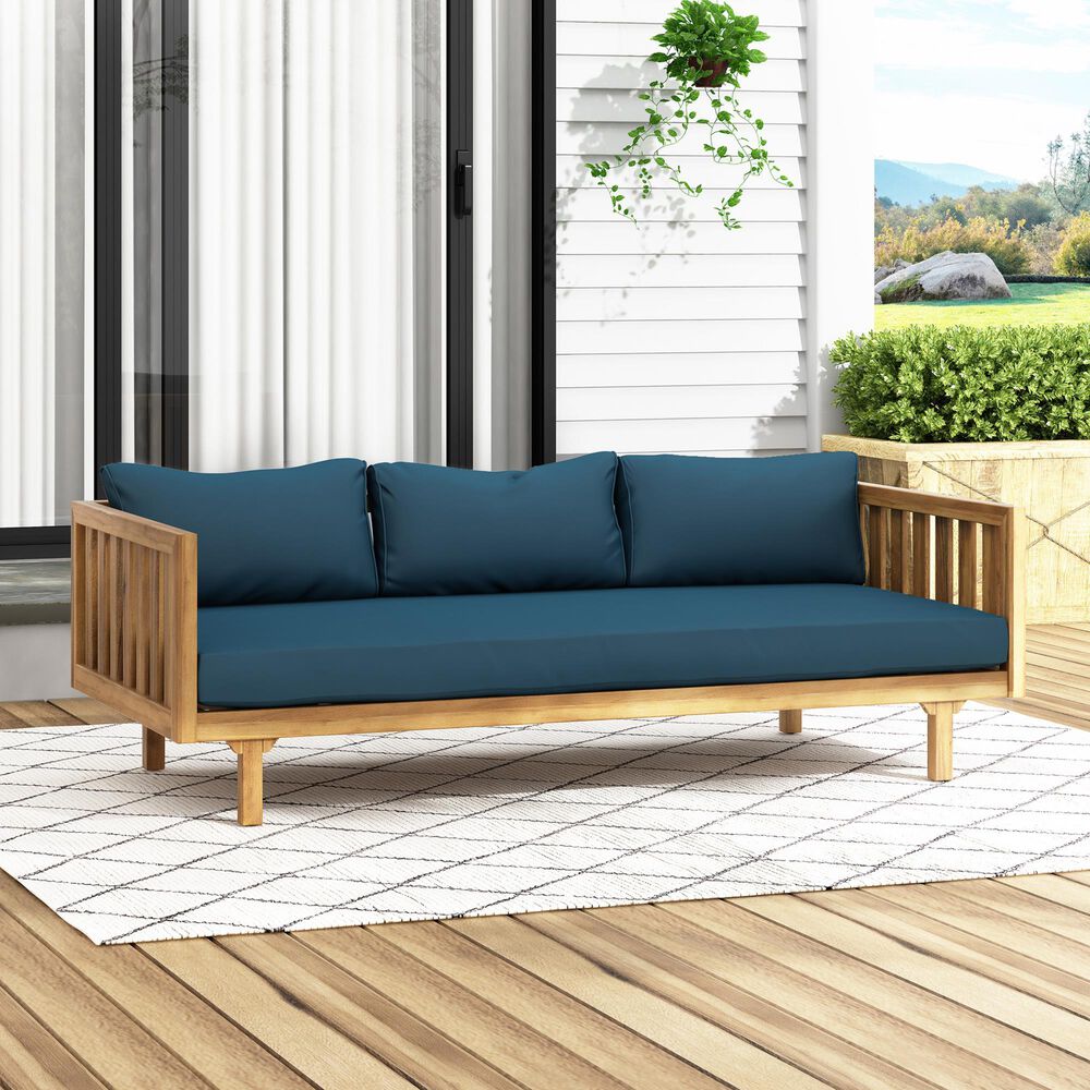 Hearth and Haven Claremont Outdoor Sofa Daybed in Dark Teal, , large