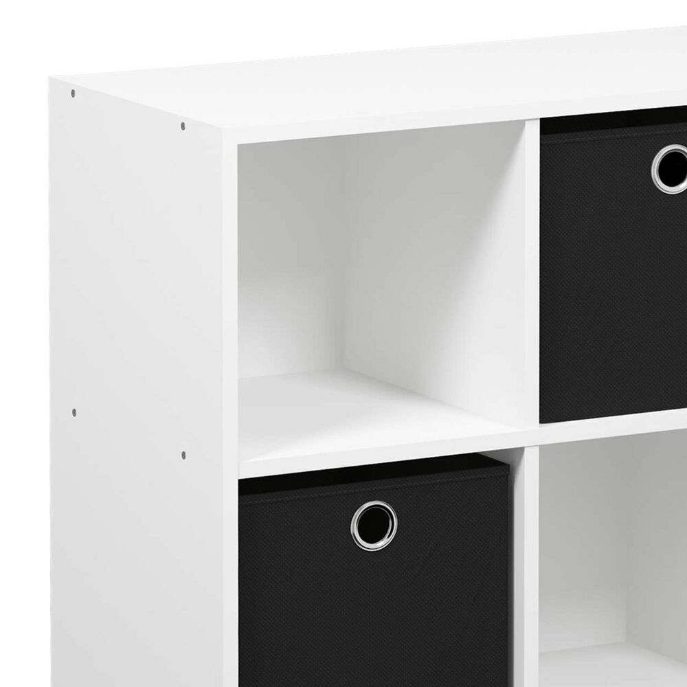 HOMLUX 6-Cube Bookshelf Bookcase with Black Storage Bins in White, , large