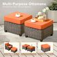 HOMLUX 6-Piece Patio Conversation Set with Loveseat and Light Brown Wicker in Orange Red, , large