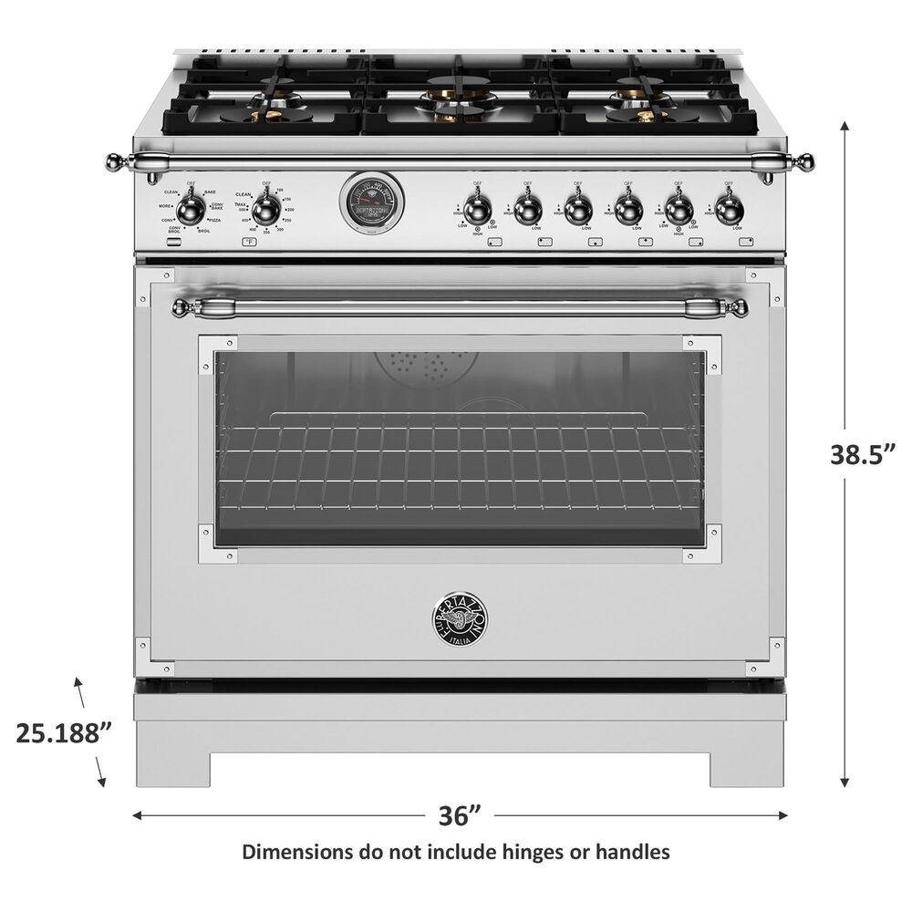 Bertazzoni Heritage 5.7 Cu. Ft. Freestanding Dual Fuel Range in Stainless Steel, , large