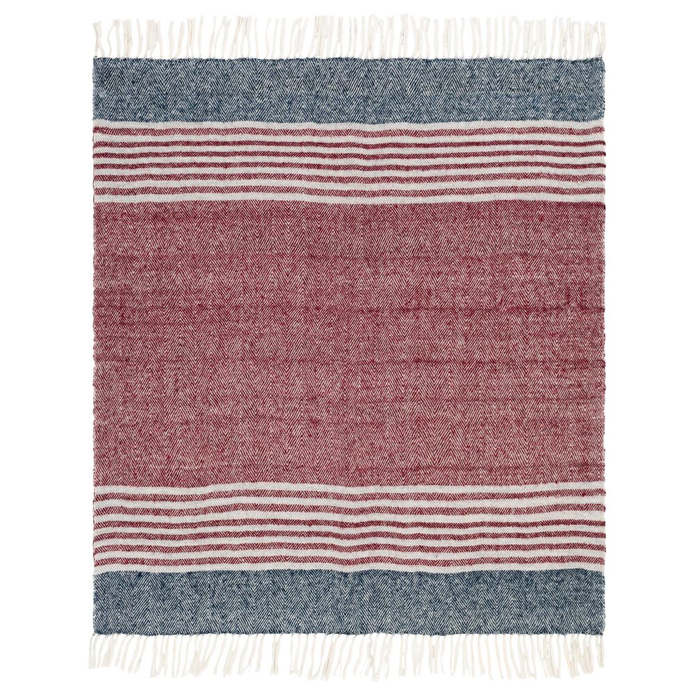 Surya Inc Traverse 50" x 70" Throw in Burgundy and Blue, , large