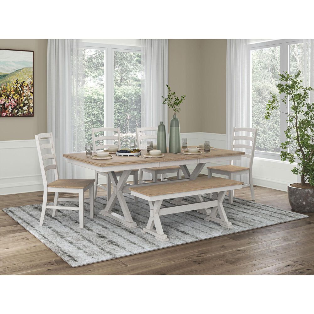 Ashley Purlaney Large Dining Bench in Antique White and Natural, , large