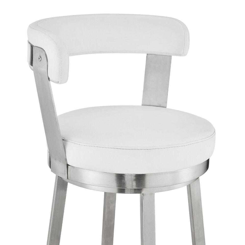 Blue River Bryant 30&quot; Swivel Barstool with White Cushion in Stainless Steel, , large