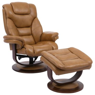 Simeon Collection Monarch Manual Reclining Swivel Chair and Ottoman in Butterscotch, , large