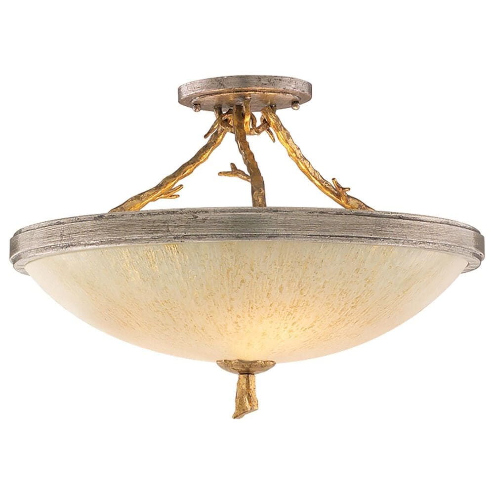 Corbett Lighting Parc Royale 3-Light Semi Flush Mount in Vintage Gold Leaf and Stria Silver Leaf, , large