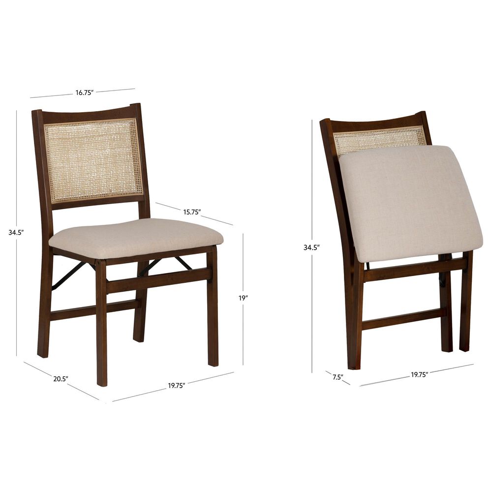 Linon Home Decor Bauer Cane Folding Side Chair in Walnut, , large