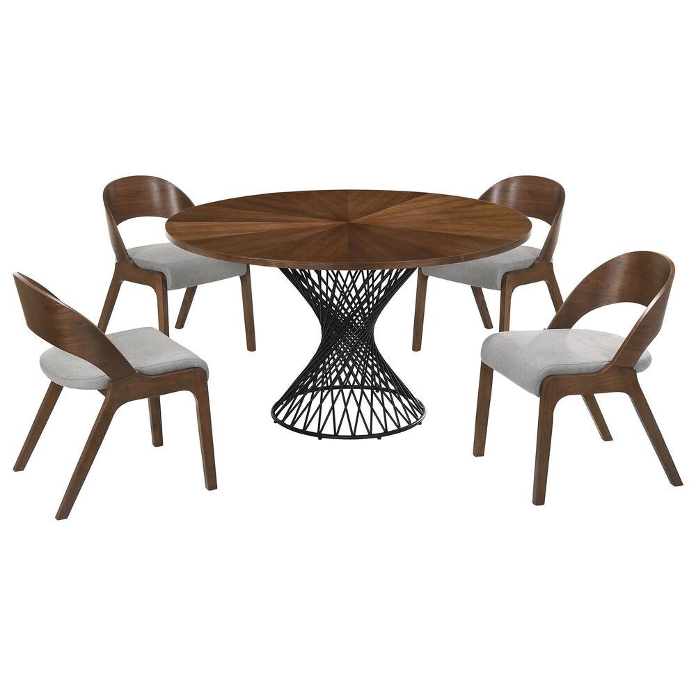 Blue River Cirque and Polly 5-Piece Round Dining Set in Walnut, , large
