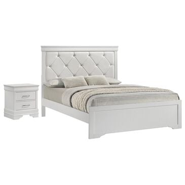 Crown Mark Amalia Full Bed with Nightstand in White, , large