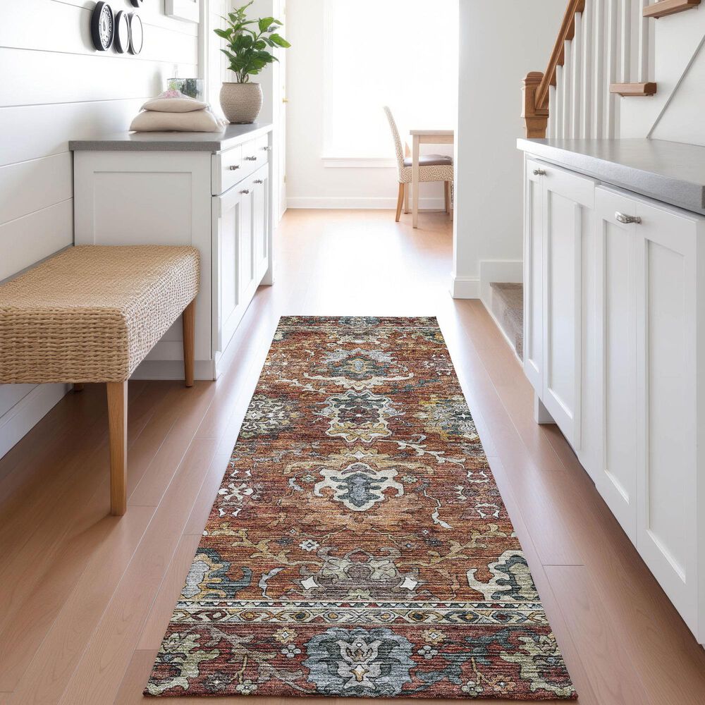 Dalyn Rug Company Silk Road Paprika, Chocolate, Ivory, Gold, Copper, Blue, Teal and Mocha 2&#39;3&quot; x 7&#39;6&quot; Runner, , large