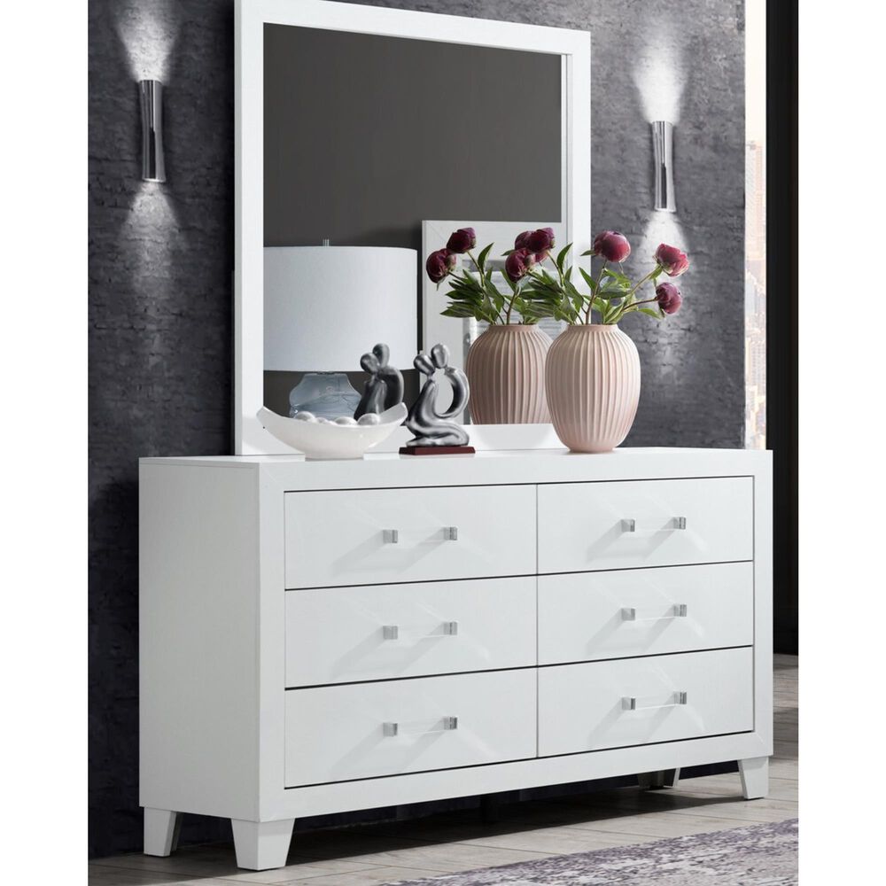 Global Furniture USA Luccia 6-Drawer Dresser and Mirror in White, , large