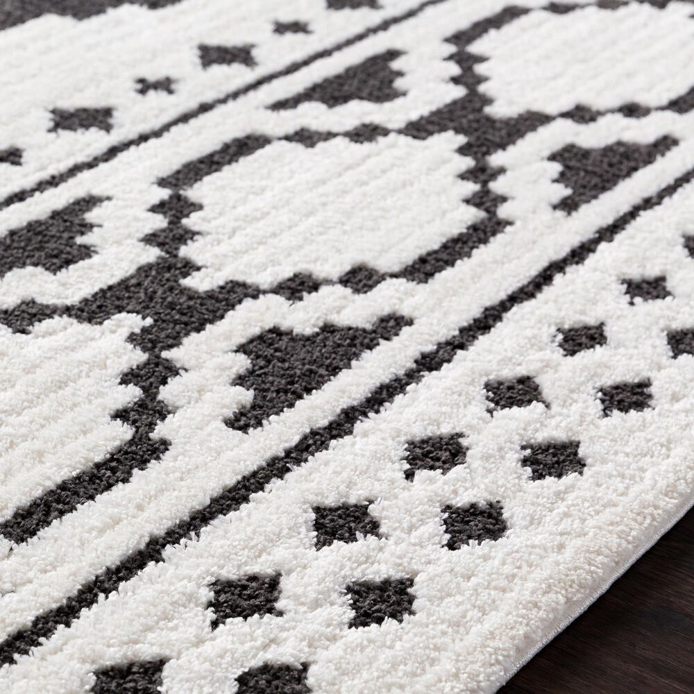 Surya Moroccan Shag MCS-2305  2&#39;7&quot; x 7&#39;3&quot; Black and White Runner, , large
