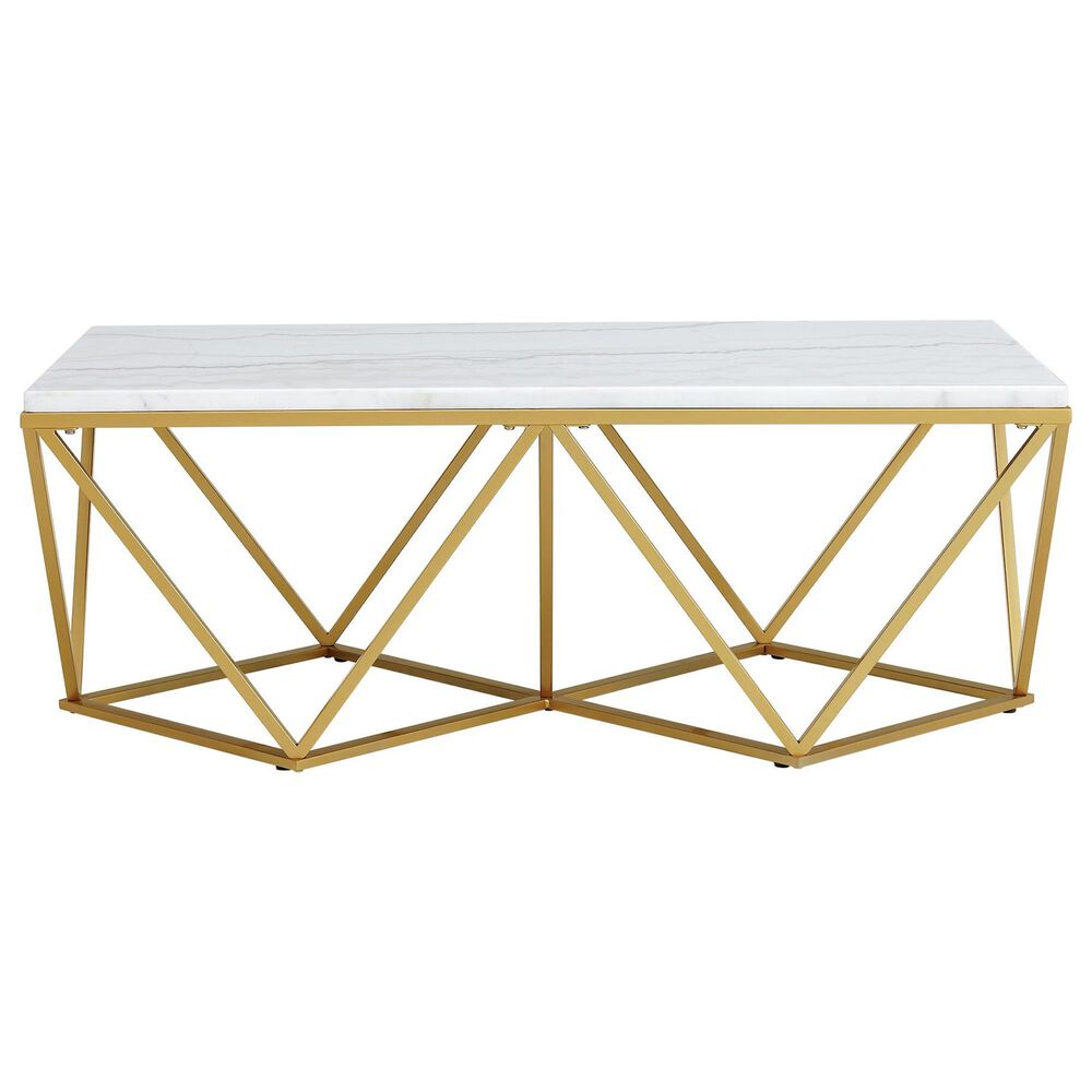 Mayberry Hill Riko Coffee Table in Gold and White, , large