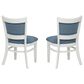 Linon Home Decor Lainey Side Chair with Blue Stripe Cushion in White (Set of 2), , large