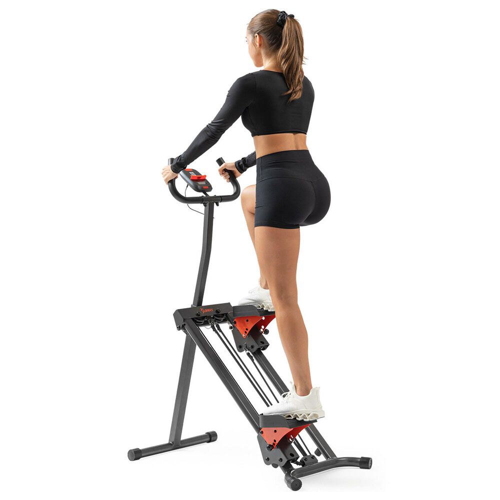 Sunny Health &amp; Fitness Smart Foldable Stair Climber with Resistance Bands in Grey and Black, , large