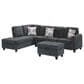 HOMLUX 94.49" L-Shaped Modular Sectional Sofa with Storage Ottoman and Cup Holders in Dark Gray, , large