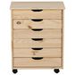 Linon Home Decor Cary 6-Drawer Wide Rolling Cart in Unfinished, , large